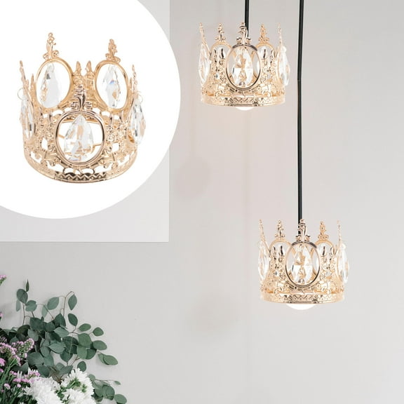 Raindrops 1Pcs Crown Pendant Lamp Golden Metal Glass French Retro Light Decoration For Chandelier 4.7x4.7in