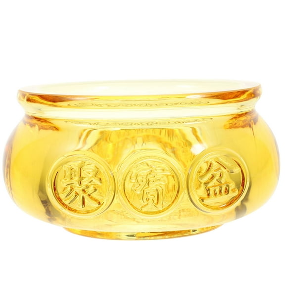 Raindrops 1Pcs Golden Crystal Cornucopia Ornament Chinese Style Home Decoration 4.72x4.72x2.16in