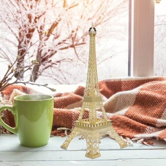 Raindrops Vintage Golden Eiffel Tower Model 1Pc Iron Home Decor Photography Prop 12.6x4.7x4.7in