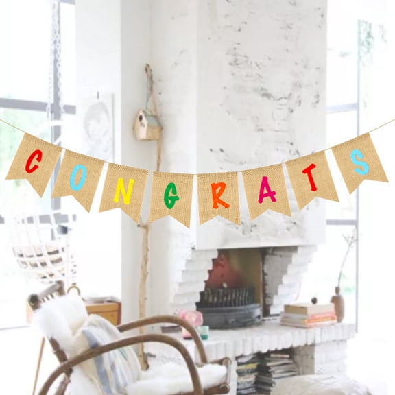 FOMIYES Multi-Color Linen Bunting Flags Set for Graduation Party Decorations, Banner Garland for Ceremony and Celebration Events