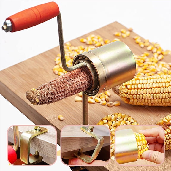 Raindrops Hand Crank Corn Sheller 1 Piece Golden Manual Corn Peeler for Home and Farm Use