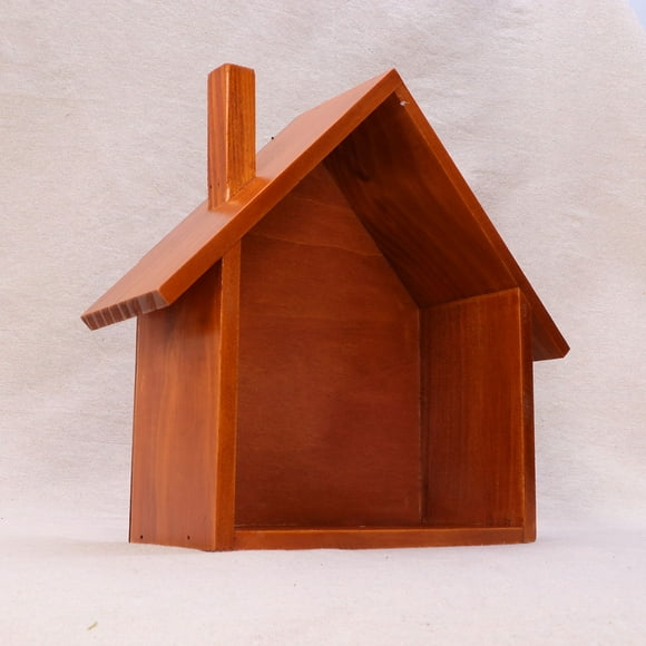 Raindrops 1Pcs Hanging Wooden Box Small House Shaped Storage Shelf for Office Childrens Room Home Decor
