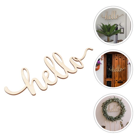 Raindrops 1Pcs Hello Signs Home Decor Wooden Wall Art Rectangular Beige 30.5x12.7x0.4in