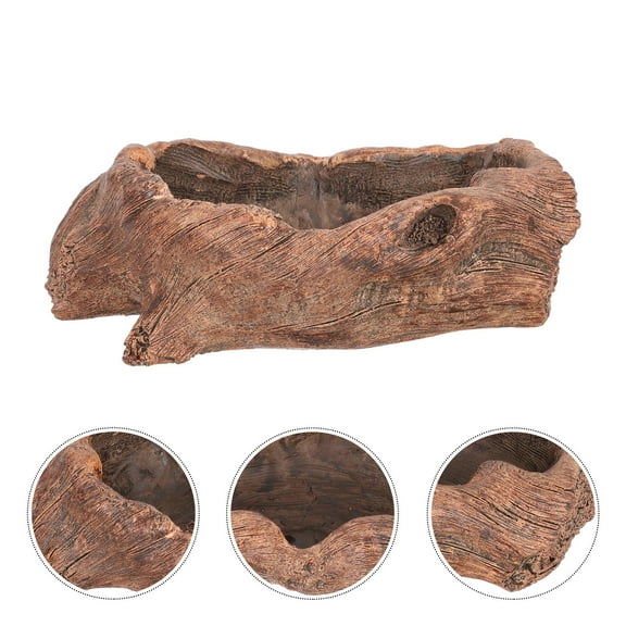 Raindrops 1Pcs Imitation Old Root Adornment Brown Cement Tree Stump Plant Pot with Drainage for Gardens