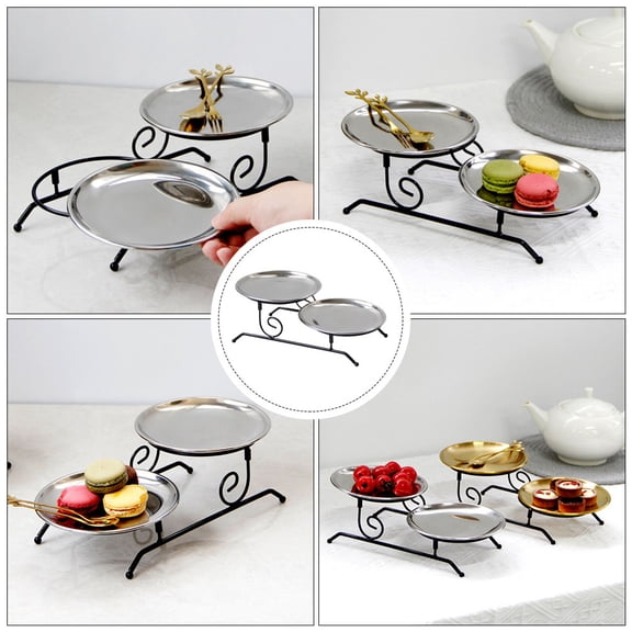Raindrops 1Pcs Iron Dessert Display Stand with Double-layer for Bakers at Home Use
