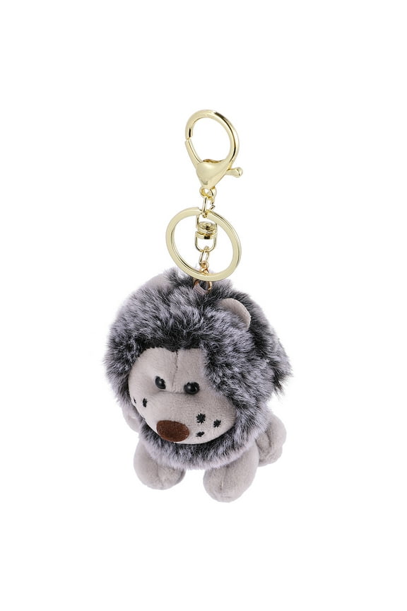 Plush Lion Keychain Grey - 1Pc Key Holder Key for Daily Use and Easy Carry