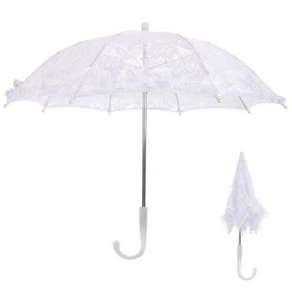 Raindrops White Lace Parasol Umbrella for Wedding Bridal Decor Elegant Sun