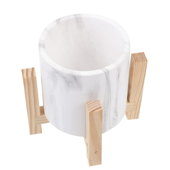 Raindrops 1Pcs Light Grey Ceramic Flowerpot Marbled for Indoor Plants Home Decoration 6.3X6.3in