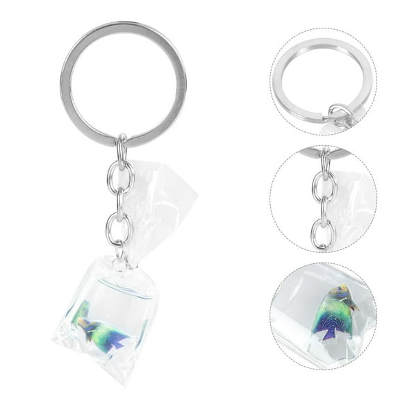 Raindrops 1Pcs Liquid Keychain Fish Shape Transparent Colorful For Outfit Enhancement