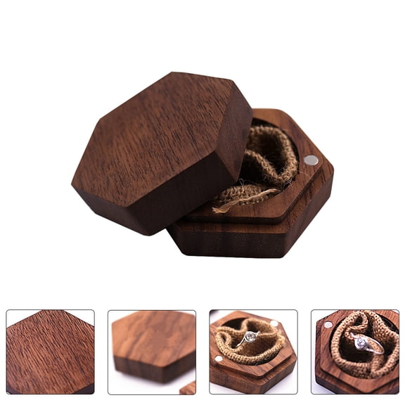 Raindrops 1Pcs Minimalist Wooden Ring Case for Wedding Day and Proposal 3.5x1.8cm