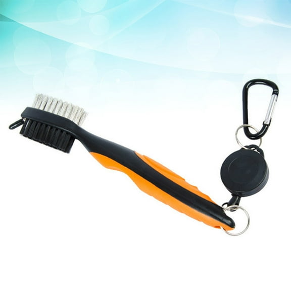 Raindrops 1Pcs Orange Plastic Golf Cleaning Brush for Club Groove Cleaner with Nylon and Steel Wire Bristles