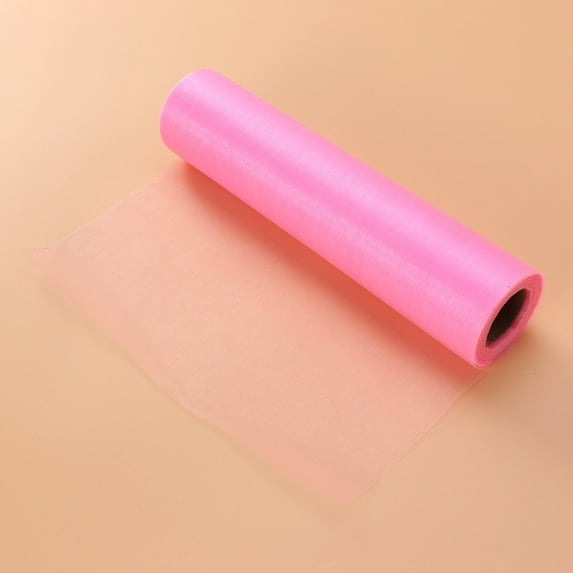 Raindrops 1Pcs Organza Tulle Fabric Rolls Pink Gauze Curtain For Wedding Decoration 25x114x0.04in