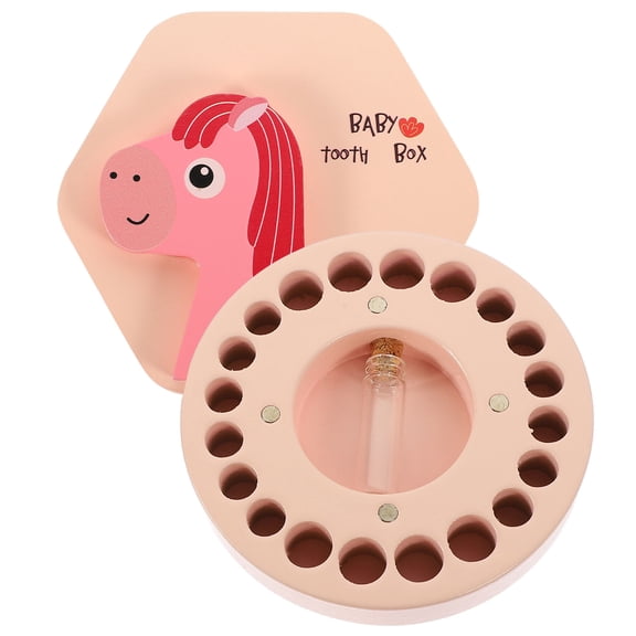 Raindrops First Tooth Box Baby Teeth Saver Pink Wood 1 Pcs