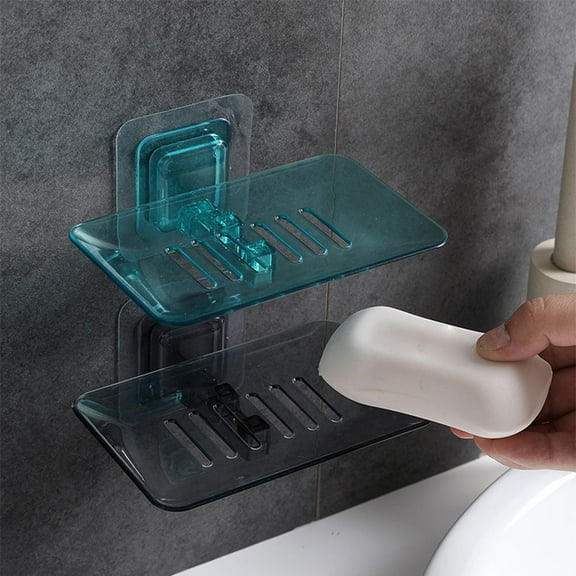 Raindrops 1Pcs Rectangular Plastic Soap Dish Holder for Bathroom and Kitchen Storage