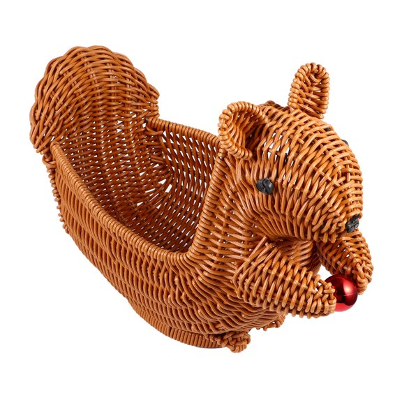 Raindrops 1Pcs Squirrel Basket Imitation Rattan Fruit Plate for in Squirrel Shape and Brown Color