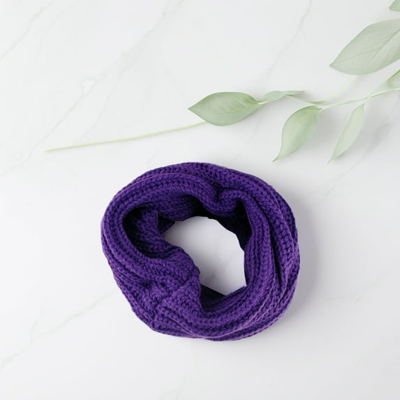 Raindrops 1Pcs Thick Knit Circle Scarf Shawl Wraps Purple Woolen Yarn Cold Weather Daily Life