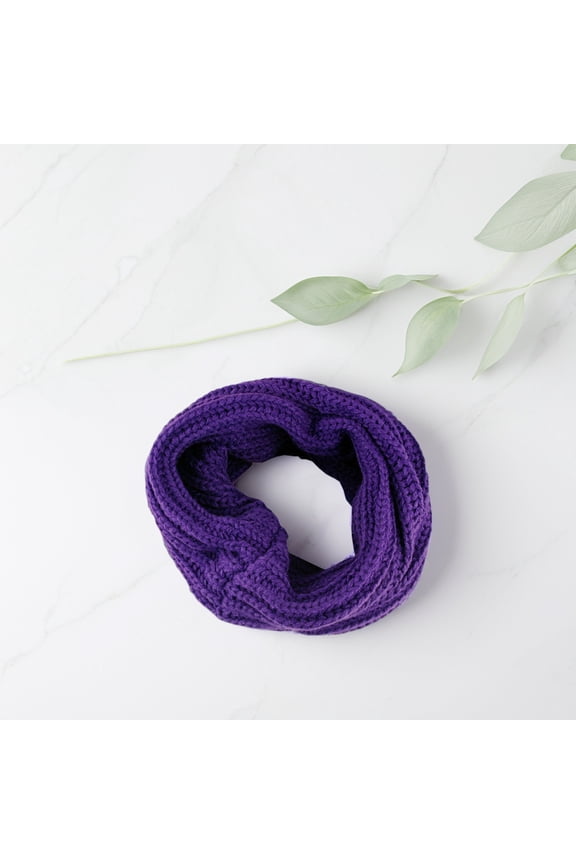 1Pcs Thick Knit Circle Scarf Shawl Wraps Purple Woolen Yarn Cold Weather Daily Life