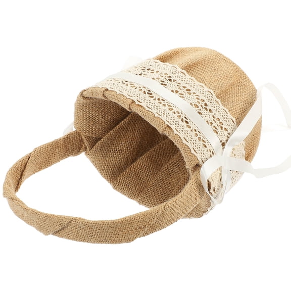 Raindrops Holding Confetti Cards Wedding Basket White Satin 1Set