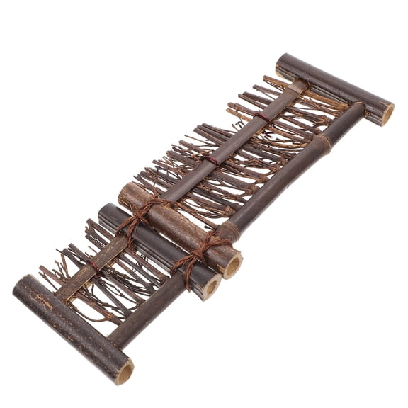 Raindrops 1Set Bamboo Fence Small Screen Decor for Zen Ornaments Brown 11.8X2.8X0.6In