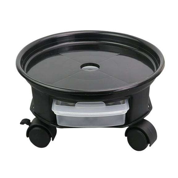 Raindrops 1Set Black Plastic Flower Pot Dolly with Wheel for Indoor Plants 11.8x11.8x2.76in