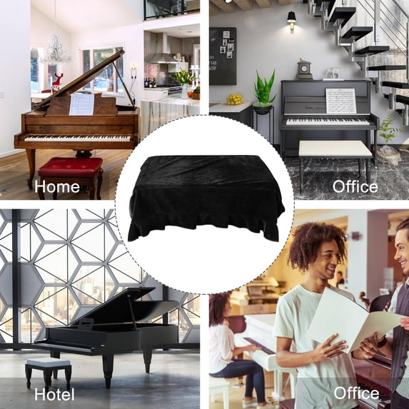 Raindrops Black Velvet Piano Stool Cover, and Stylish Design for Use and Comfortable Seating