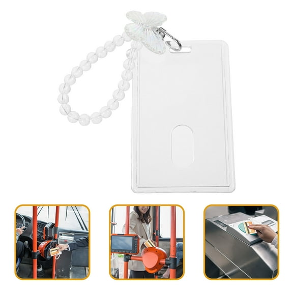 Raindrops 1Set Clear Card Holder Slide Holders With Keychain For Id Credit Membership Cards 4.13X2.56X0.20In