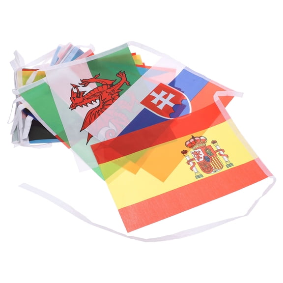 Raindrops 1Set Country Flags Bunting String of Flag Banner 30X20CM Assorted Color for Public Places