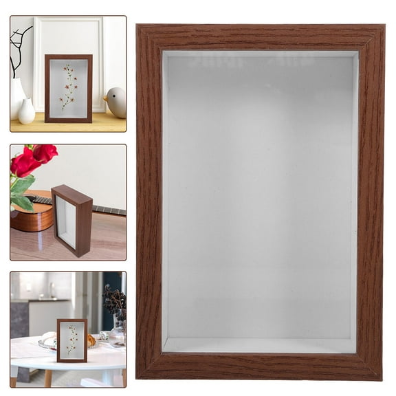 Raindrops 1Set Dried Flower Photo Frame Shadow Storage Box Wood Rectangular Rustic Home Decoration