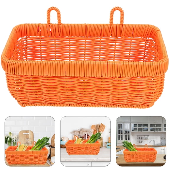 Raindrops Woven Orange Plastic Wall Basket for Garlic and Fruit Storage