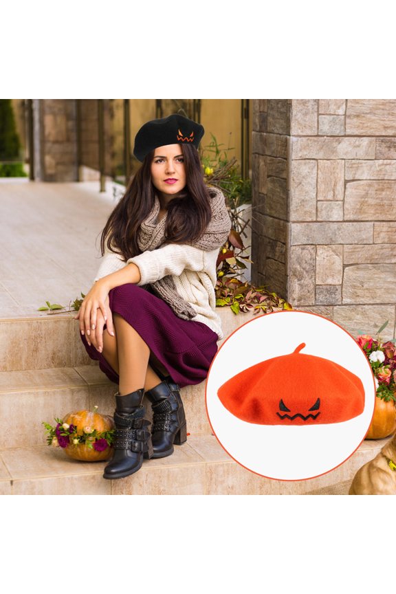 Halloween Pumpkin Beret Multi-function Woolen Party Hat Woman Party Hat