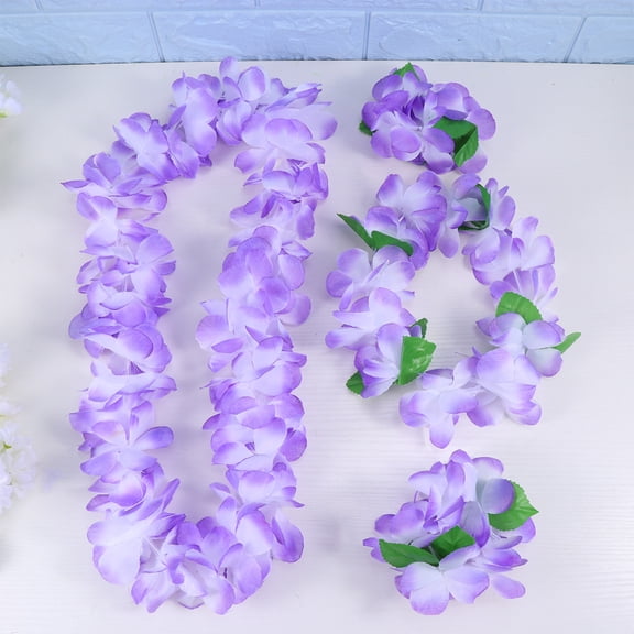 Raindrops 1Set Hula Dance Garland Purple Floral Necklace Bracelets Comfortable Material
