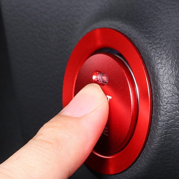 Raindrops 1Set Car Engine Ignition Push to Start Button Cover Red Aluminum Auto Accessory