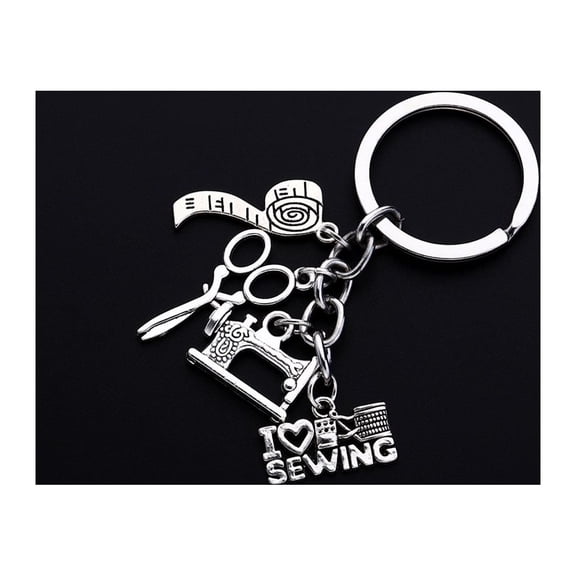 Raindrops Flat Metal Keychain with Sewing Design, Key Holder Organizer for Daily Use, 1 Set