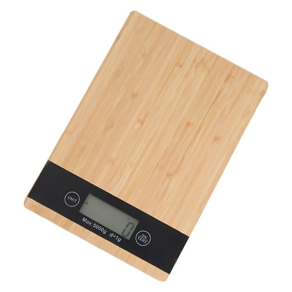 Raindrops 1Set Kitchen Electronic Scale Bamboo Digital Backlit LCD Display Accurate Counting Unit Conversion Light Brown