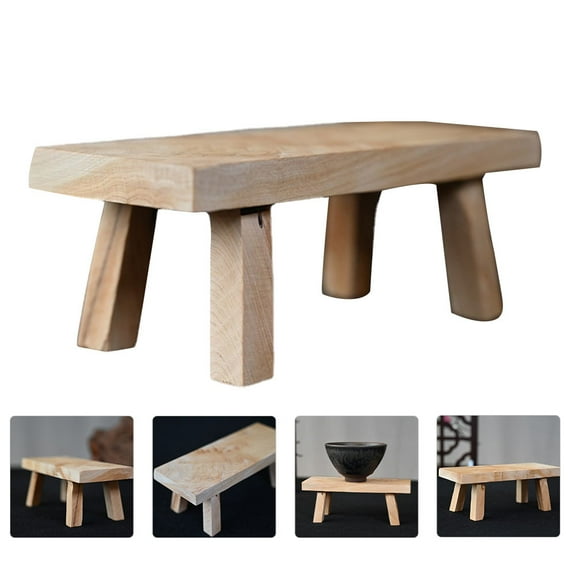 Raindrops 1Set Little Wooden Stool Artistic Breath Small Sitting Stool CliffWood 5.5x5x14In