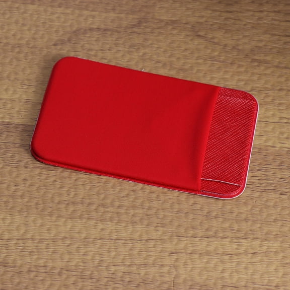 Raindrops 1Set Minimalist Red Pu Leather Phone Wallet Case With Adhesive Backing For Cell Phone Accessory Travel Gym