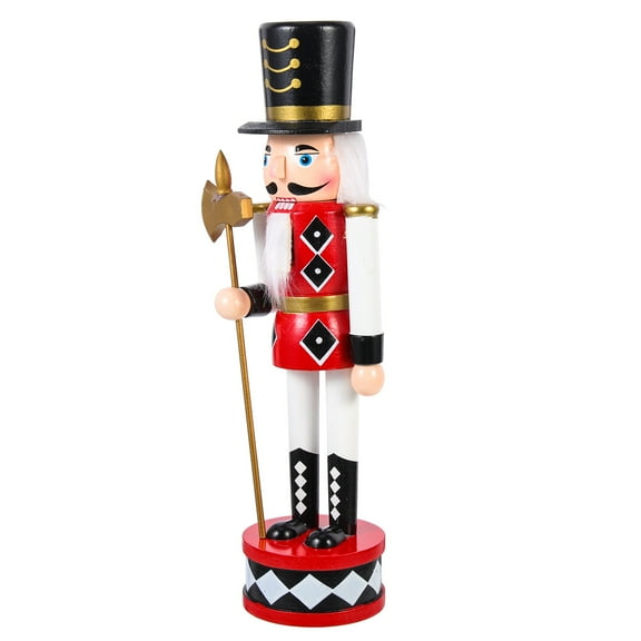 Raindrops 1Set Nutcracker Ornament Standing Drum Soldier Puppet Red Wood Plastic Christmas Party Home Decor