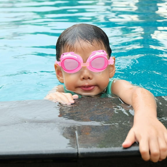 Raindrops 1Set Pink Compact Swimming Goggles for Kids with Clear and