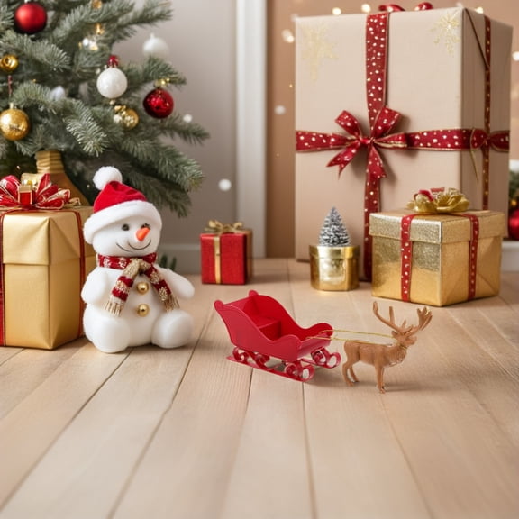 Raindrops Festive Multi-Color Santa Sleigh Figurine Set for Holiday Home Decoration and Display