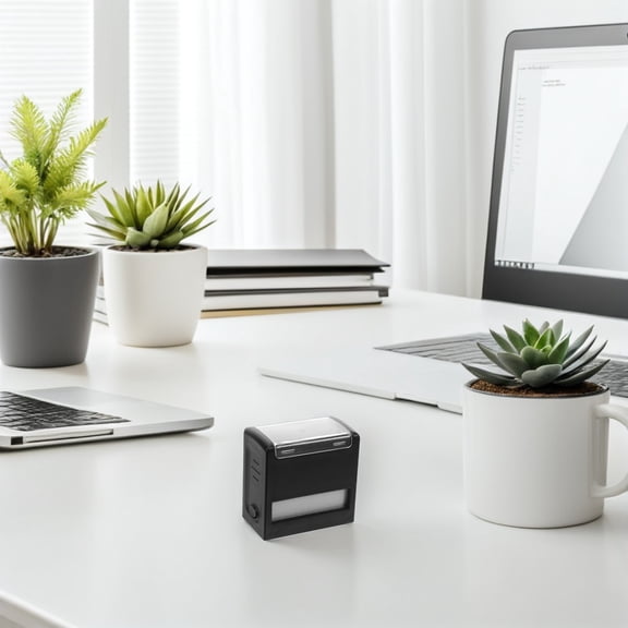 Raindrops 1Set Black ABS Self Inking Office Stamp Kit with Tweezers and Dial