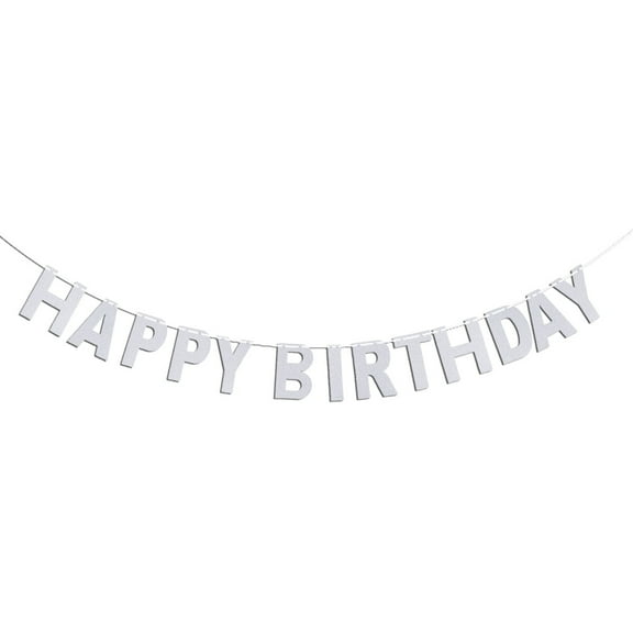 Raindrops 3 Meters Glitter HAPPY BIRTHDAY Banners Birthday Party Decoration Birthday Bunting Flags Paper Garland Hanging Ornaments Photo Props Room Banners Decor (Silver)