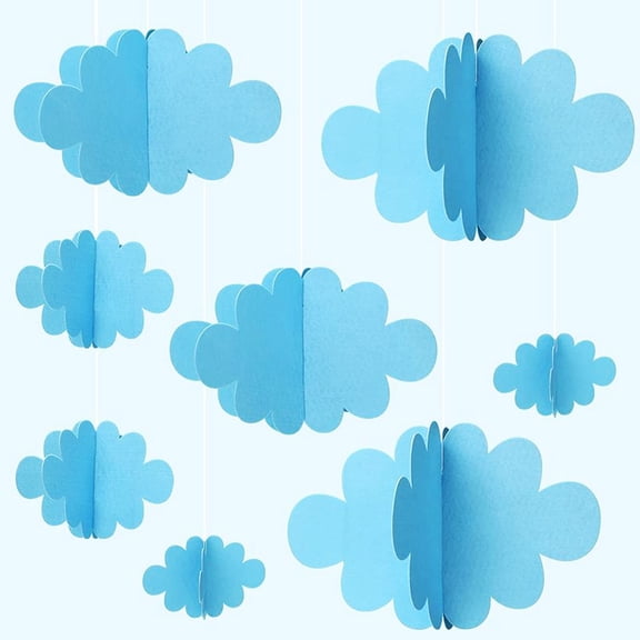 Raindrops Cloud Hanging Decorations Hanging Decorative Ornament Sky-blue 1 Set