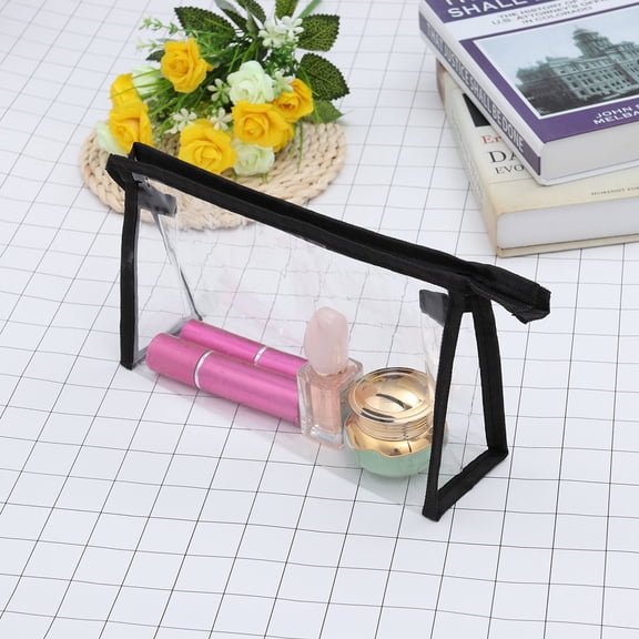 Raindrops 1Set Small Toiletry Bag Black Rectangular PVC Material for Women Business Trip