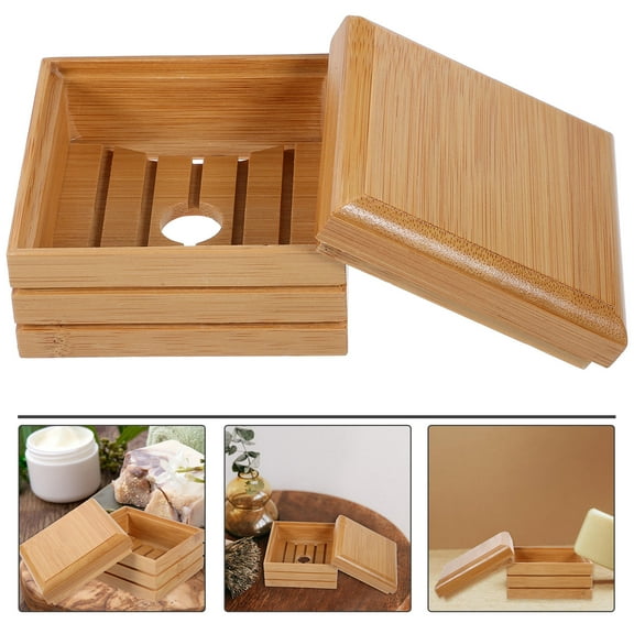 Raindrops 1Set Soap Storage Tray Wooden Material for Bar Soap Kitchen Organization present