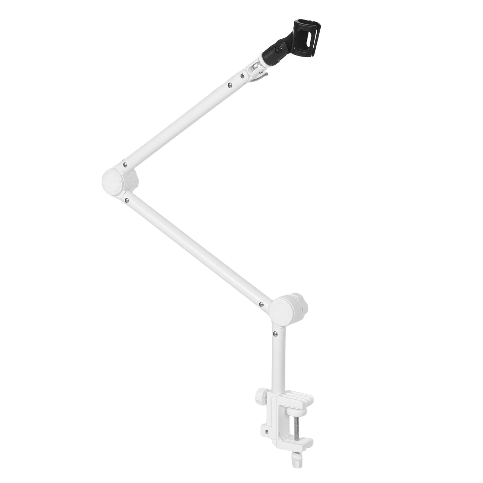 FOMIYES Heavy Duty Adjustable White Microphone Boom Arm with 360° Rotation and Versatile Mounting, Metal Construction, 1 Set