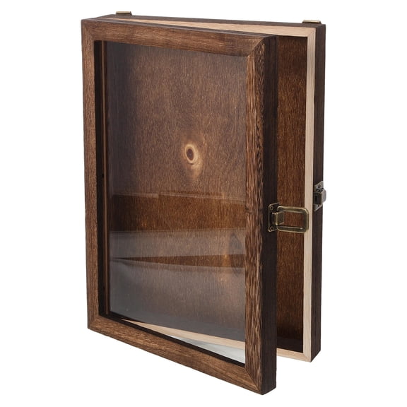 FOMIYES Wooden Display Box Dark Brown for Specimen Storage and Wall Mount with Classic Style