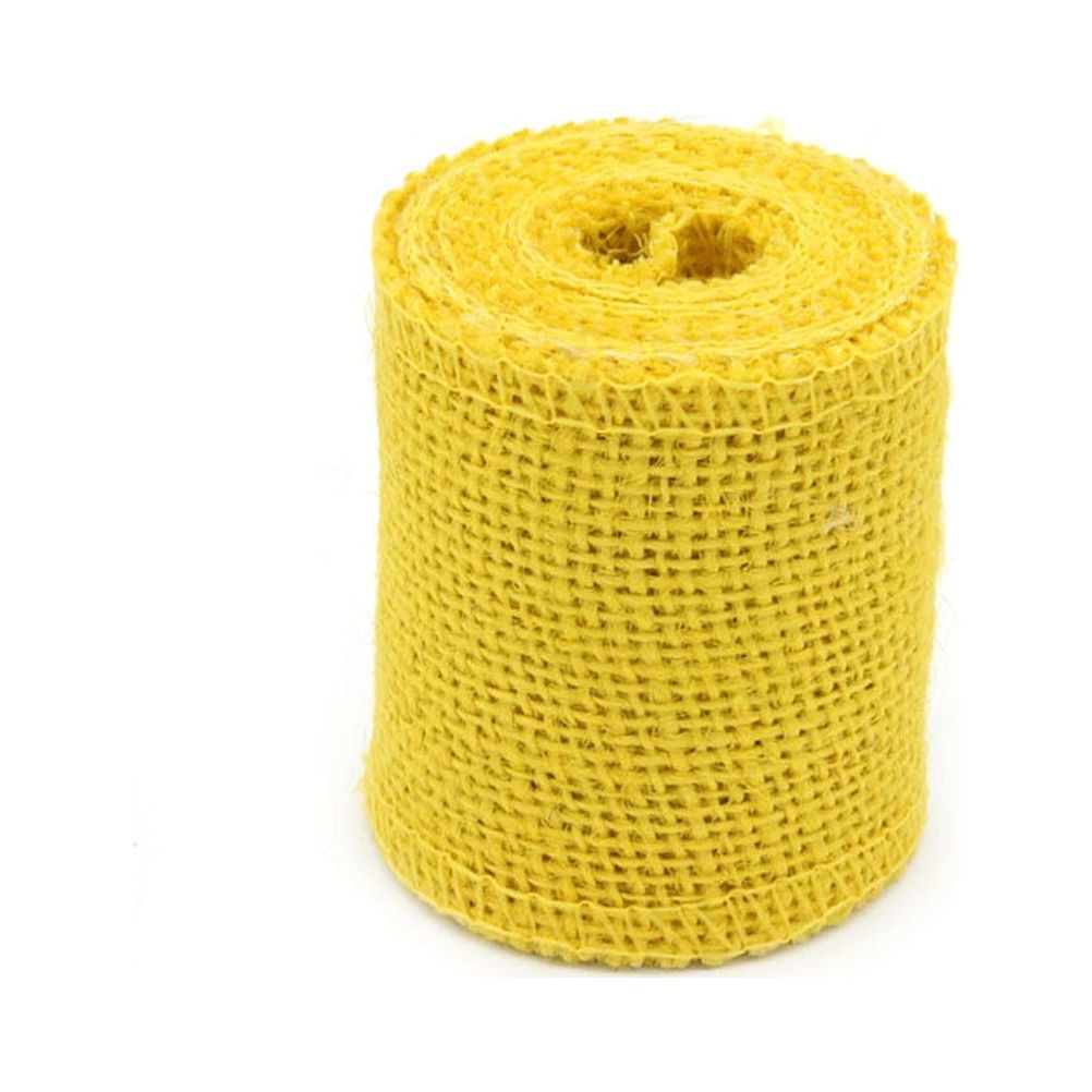 Raindrops Yellow Jute Burlap Ribbon Roll Set for Christmas, Wedding ...