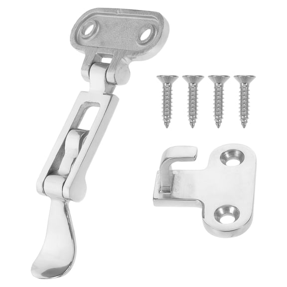FOMIYES 1Sets Stainless Steel Boat Locker Latch Heavy Duty Marine Hatch Anti Rattle Lockable Clamp