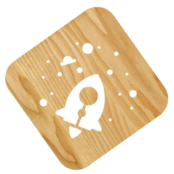 USHOBE Night Lamp 1Pcs 3D Rocket Shape in Orange and Wood Color for Dorm and Baby Room Creative Small Lamp