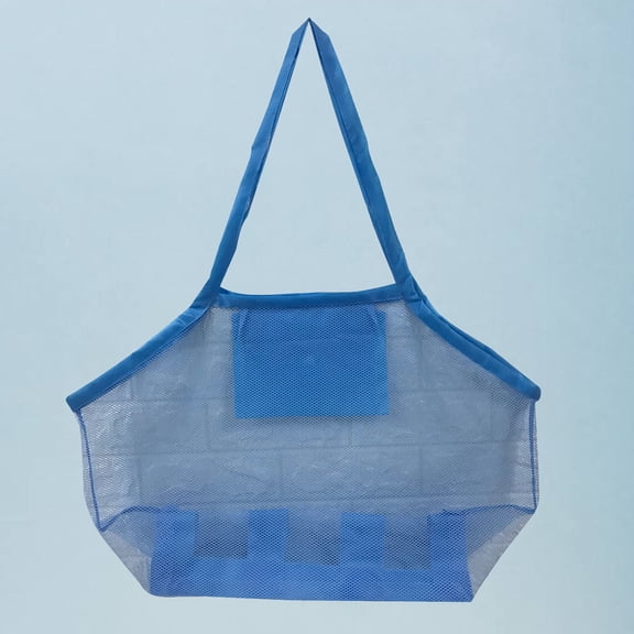 Raindrops 1Pc Blue Mesh Tote Bag Large Capacity Heavy Duty Handles for Beach Storage